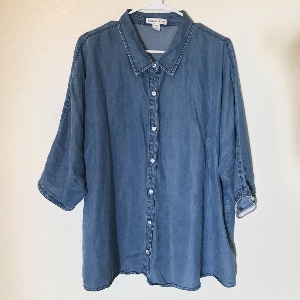 Coldwater Creek Tencel Camp button down denim